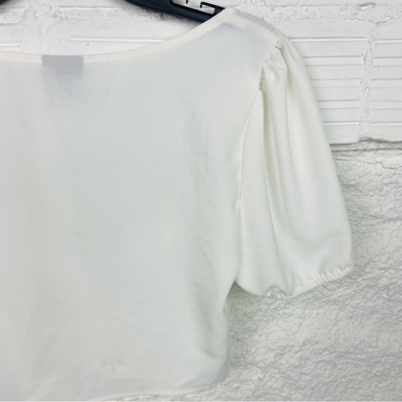 NWOT RUE 21 white corset front puff sleeve cropped shirt size large - Picture 13 of 14